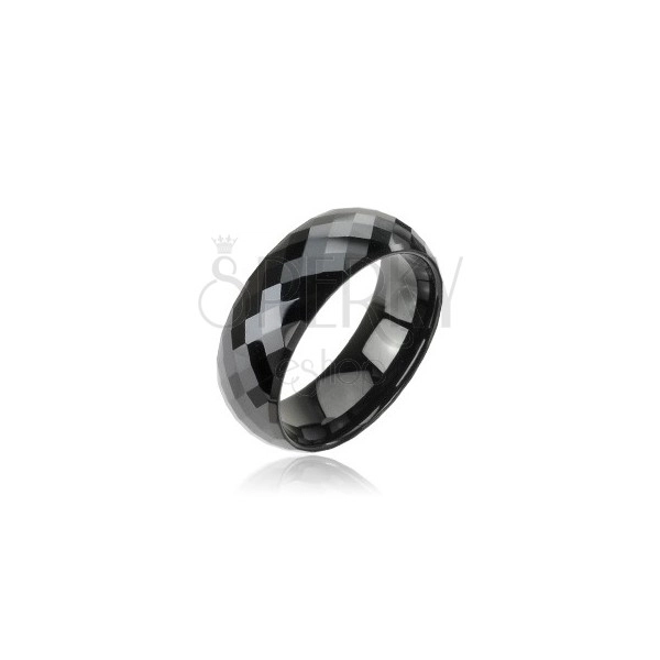 Crni prsten od volframa s disko uzorkom