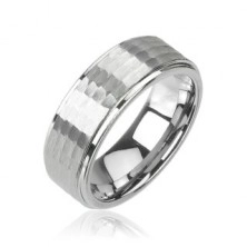Prsten od volframa srebrne boje, brušeni uzorak, 8 mm
