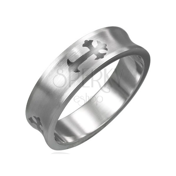 Konkavni prsten od nehrđajućeg čelika s križem