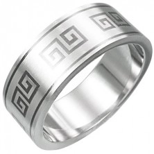 Prsten od nehrđajućeg čelika - uzorak grčkog ključa