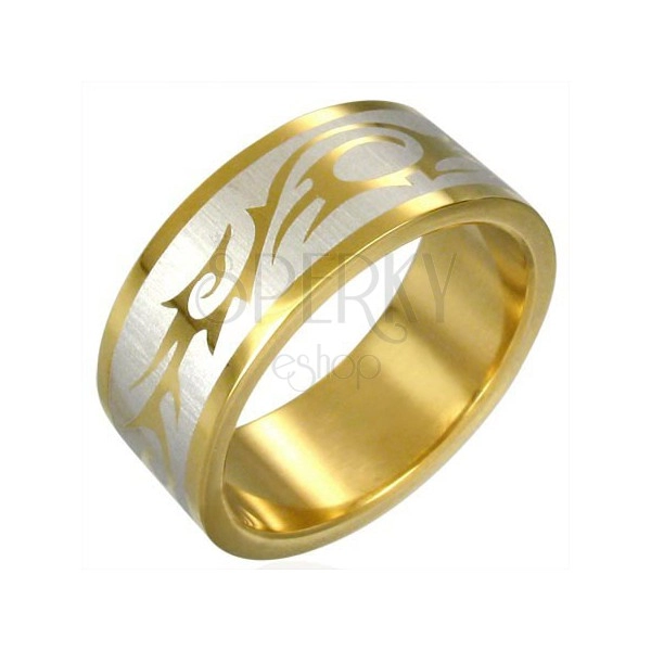 Prsten zlatne boje TRIBAL SIMBOL 