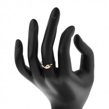 Prsten od zlata 375 - asimetrični rubovi, blistavi cirkon 