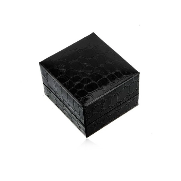 Poklon kutija za prsten ili naušnice, crne boje, uzorak aligatorove kože