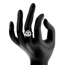 Rodijem prevučen prsten od 925 srebra, cvijet od prozirnih cirkona s blistavom krunom