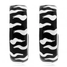 Crno-bijeli krugovi, naušnice od srebra 925 s glaziranom površinom, 15 mm