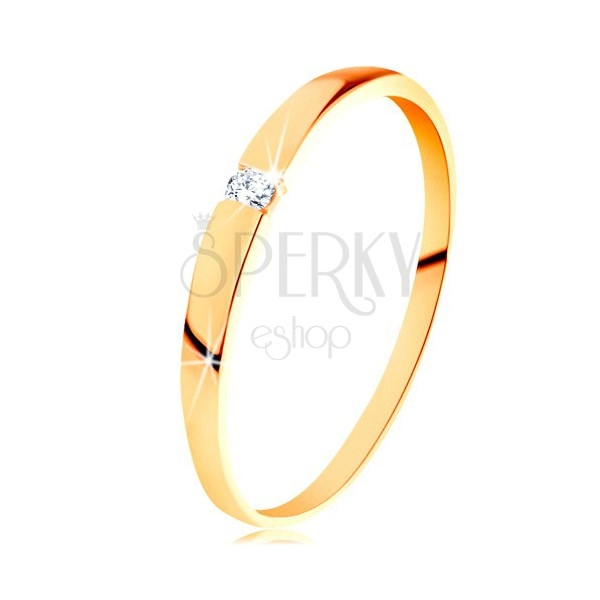 Prsten od zlata 585 - svjetlucavi dijamant prozirne boje, glatki ispupčeni krakovi