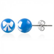 Naušnice od nehrđajućeg čelika - okrugla perla s mašnicom