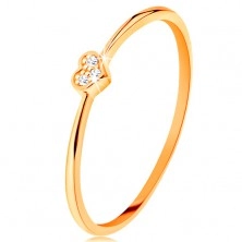 Prsten od 14K žutog zlata - srce ukrašeno okruglim prozirnim cirkonima