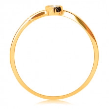 Prsten od 14K žutog zlata - srce ukrašeno okruglim prozirnim cirkonima