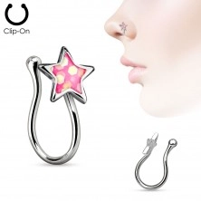 Umjetni piercing za nos izrađen od kirurškog čelika, zvijezda sa glazurom od šljokica