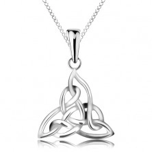 925 srebrna ogrlica, trojni keltski čvor, lančić sastavljen od ovalnih karika