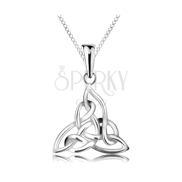 925 srebrna ogrlica, trojni keltski čvor, lančić sastavljen od ovalnih karika
