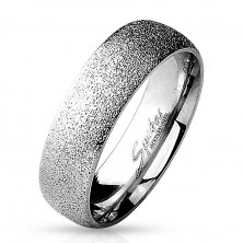 Prsten izrađen od nehrđajućeg čelika sa pjeskarenom površinom, srebrne boje, 6 mm