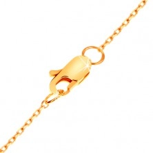 Ogrlica od 14K zlata - plosnati simbol beskonačnosti s prozirnim brilijantom, sjajni lančić