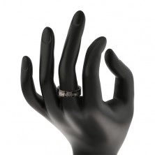 Čelični prsten, sjajna crna površina sa motivima šišmiša, 6 mm