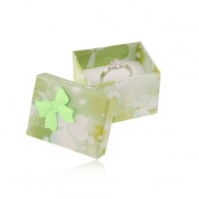 Zeleno-bijela kutija za prsten ili naušnice, print listova djeteline, mašna
