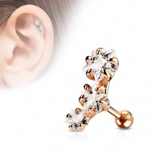 Čelični tragus piercing za uho, luk koji se sastoji od tri cirkonske zvijezde