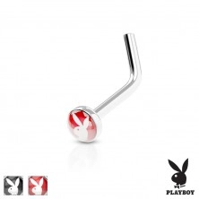 Savijeni piercing za nos , 316L čelik, krug u boji sa Playboy zečićem