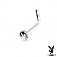 Savijeni piercing za nos , 316L čelik, krug u boji sa Playboy zečićem