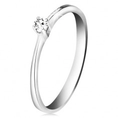 Brilijantni prsten od bijelog 585 zlata - svjetlucavi prozirni dijamant u postolju sa četiri zupca