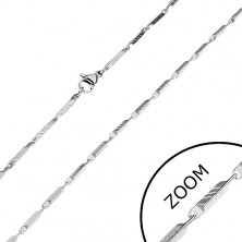 Čelični lančić srebrne boje - uske kutne karike sa usjecima, 3 mm