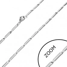 Sjajni čelični lančić, duguljaste rolice srebrne boje, 3 mm