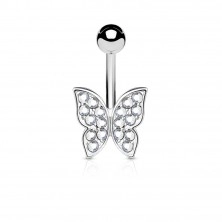 Piercing za pupak od nehrđajućeg čelika, svjeltucavi cirkonski leptir