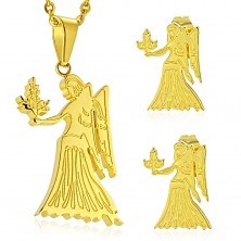 Set od nehrđajućeg čelika zlatne boje, privjesak i naušnice, znak zodijaka DJEVICA