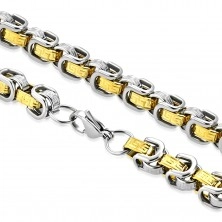 Set od nehrđajućeg čelika - ogrlica i narukvica, dvobojne karike, grčki ključ