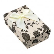 Kutijica za set ili lančić, bež-crna sa motivom cvijeća