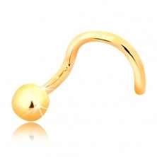 585 zlatni savijeni piercing za nos - sjajna lopta, 2,5 mm