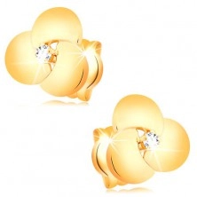 585 zlatne naušnice  - svjetlucavi prozirni brilijant u velikom sjajnom cvijetu