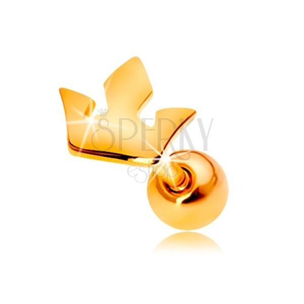 Piercing za uho od žutog 14K zlata - mala kruna sa tri vrha