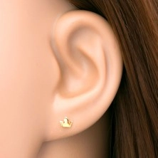 Piercing za uho od žutog 14K zlata - mala kruna sa tri vrha