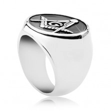 Prsten od nehrđajućeg čelika, simbol slobodnih zidara u patiniranom krugu