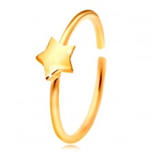 14K zlatni piercing za nos, sjajni krug sa zvijezdom, žuto zlato