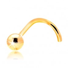 14K zlatni savijeni piercing za nos - sjajna glatka loptica