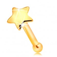 585 zlatni piercing za nos - mala sjajna zvijezda, ravni oblik