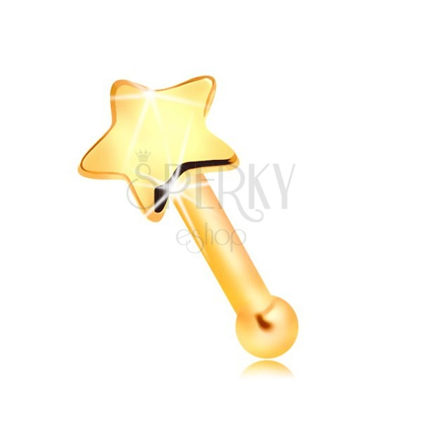 585 zlatni piercing za nos - mala sjajna zvijezda, ravni oblik