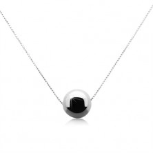925 srebrna ogrlica sa sjajnom sivo crnom hematit lopticom