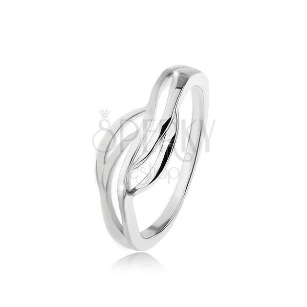925 srebrni prsten sa razdvojenim krakovima, sjajni i mat valovi