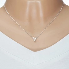 925 srebrna ogrlica, sjajni lančić, veliko slovo V