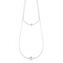 925 srebrna ogrlica, dvostruki lančić sa zmijskim uzorkom, sjajne loptice