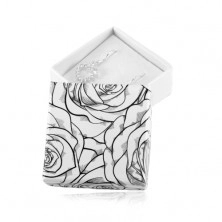 Kutijica za naušnice ili dva prstena, uzorak crne ruže na bijeloj podlozi