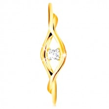 585 zlatni prsten - okrugli prozirni cirkon između dva tanka vala