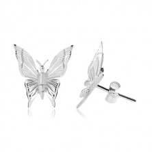 925 srebrne naušnice, leptir sa ugraviranim usjecima na krilima