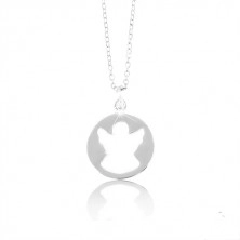 Dvije 925 srebrne ogrlice - krug sa usjekom u obliku anđela bakrene boje