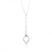 925 srebrna ogrlica, silueta romba koja visi na lančiću