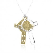 925 srebrna ogrlica, ugravirani križ zlatne i srebrne boje
