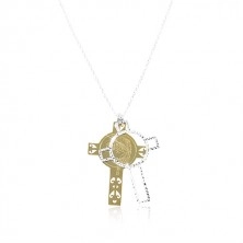 925 srebrna ogrlica, ugravirani križ zlatne i srebrne boje